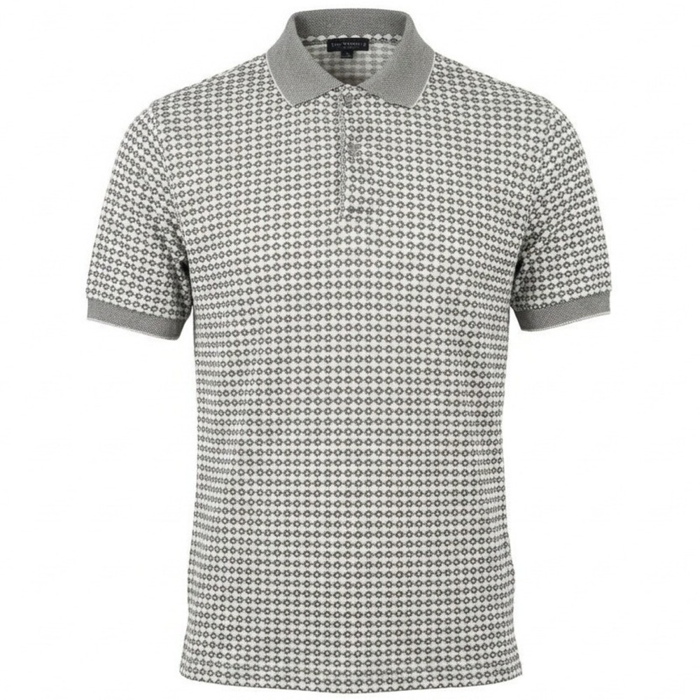 Knightsbridge Polo Shirt Men XL Grey Geometric Diamond Knit Short Sleeve VTG 90s